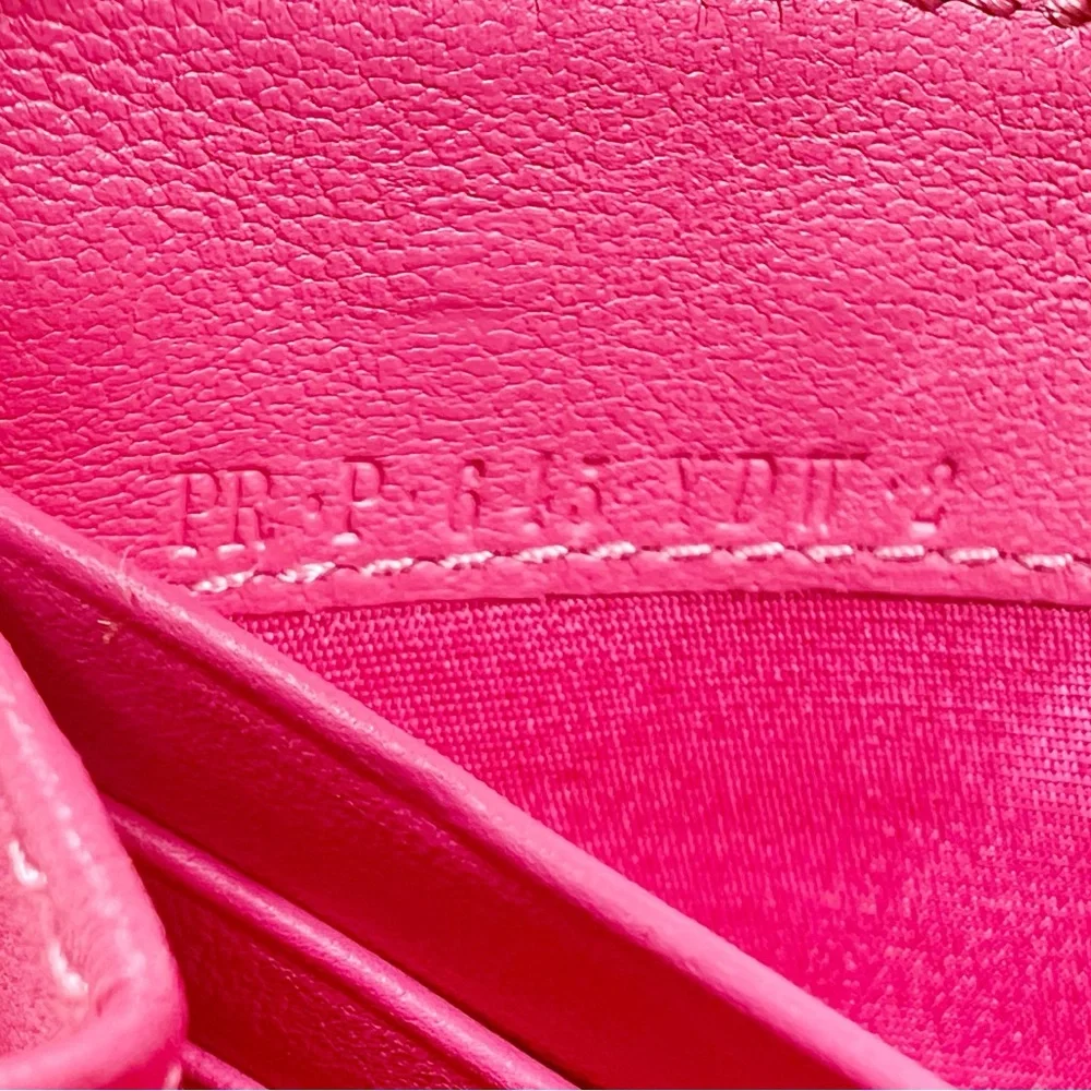 Valentino Garavani Pink & White Vitello Colorblock Rockstud Zip Around Wallet